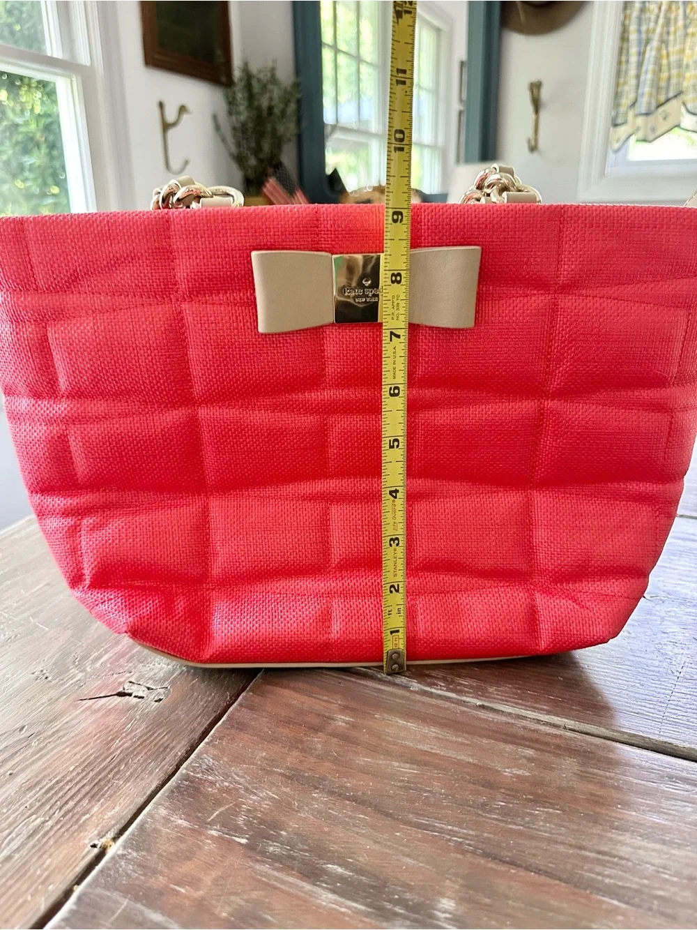 Kate Spade Veranda Place Straw Maryanne Shoulder Bag in Coral Pink & Cream